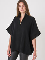 Poncho with zipper and suede armholes image number 0
