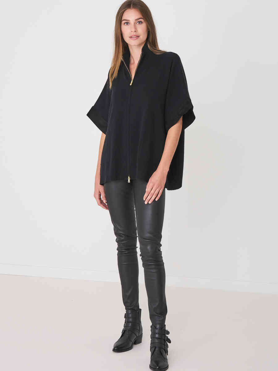 Poncho with zipper and suede armholes image number 3