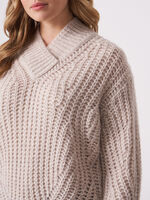 Chunky cashmere-silk sweater with shawl collar image number 4