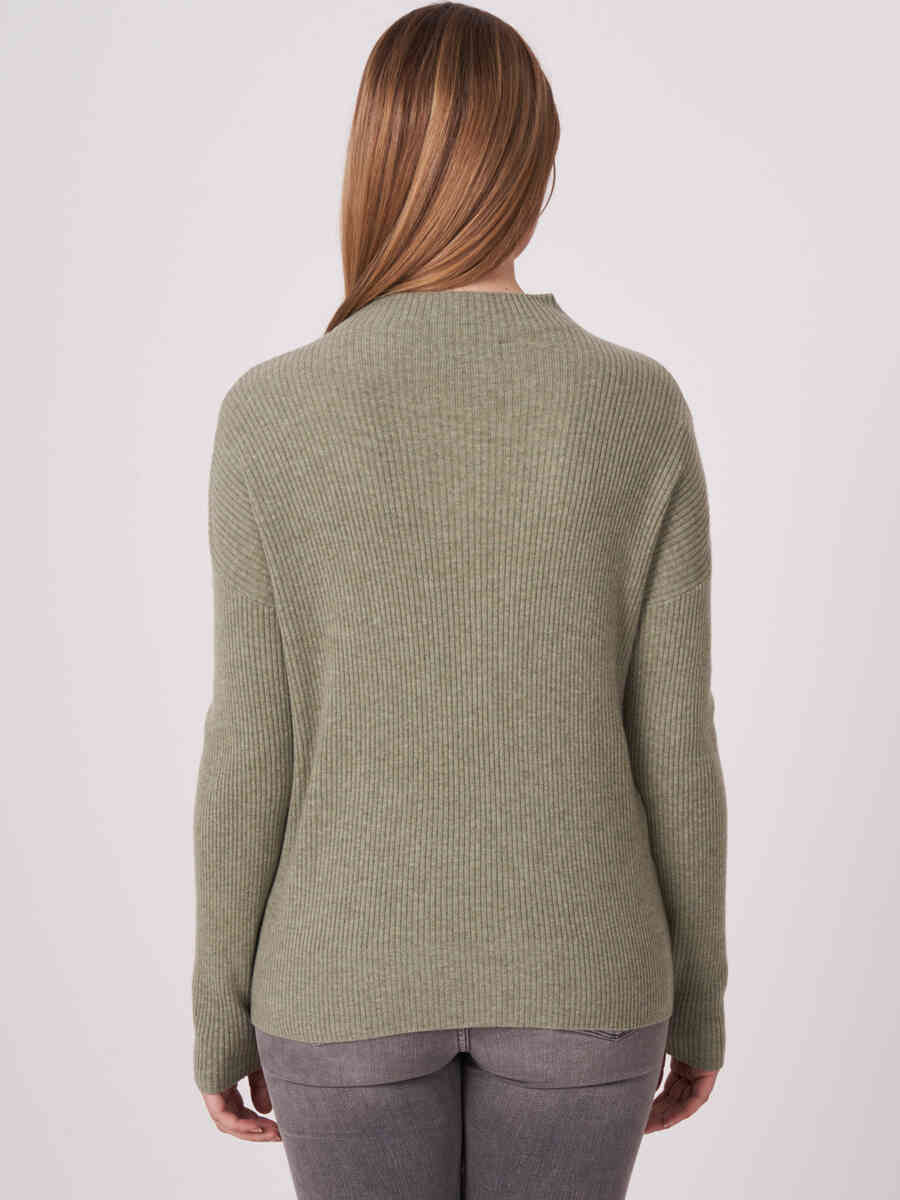 Cashmere wool blend sweater with different knit textures image number 1
