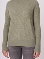 Cashmere wool blend sweater with different knit textures image number 2