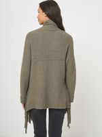 Open rib knit cardigan with long fringes image number 1
