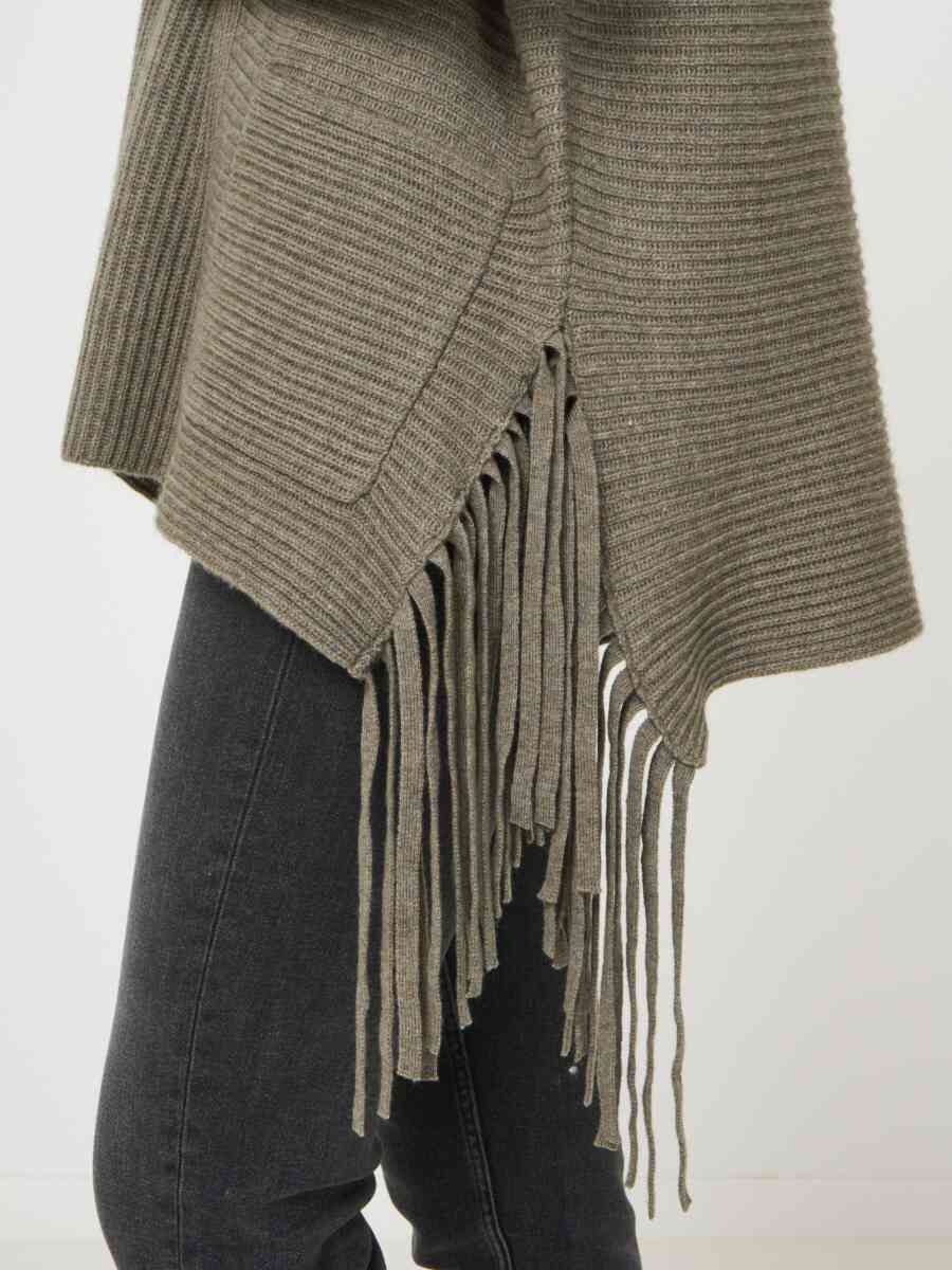 Open rib knit cardigan with long fringes image number 2
