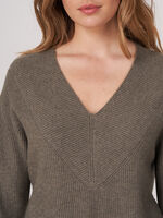 Deep V-neck rib knit jumper image number 2