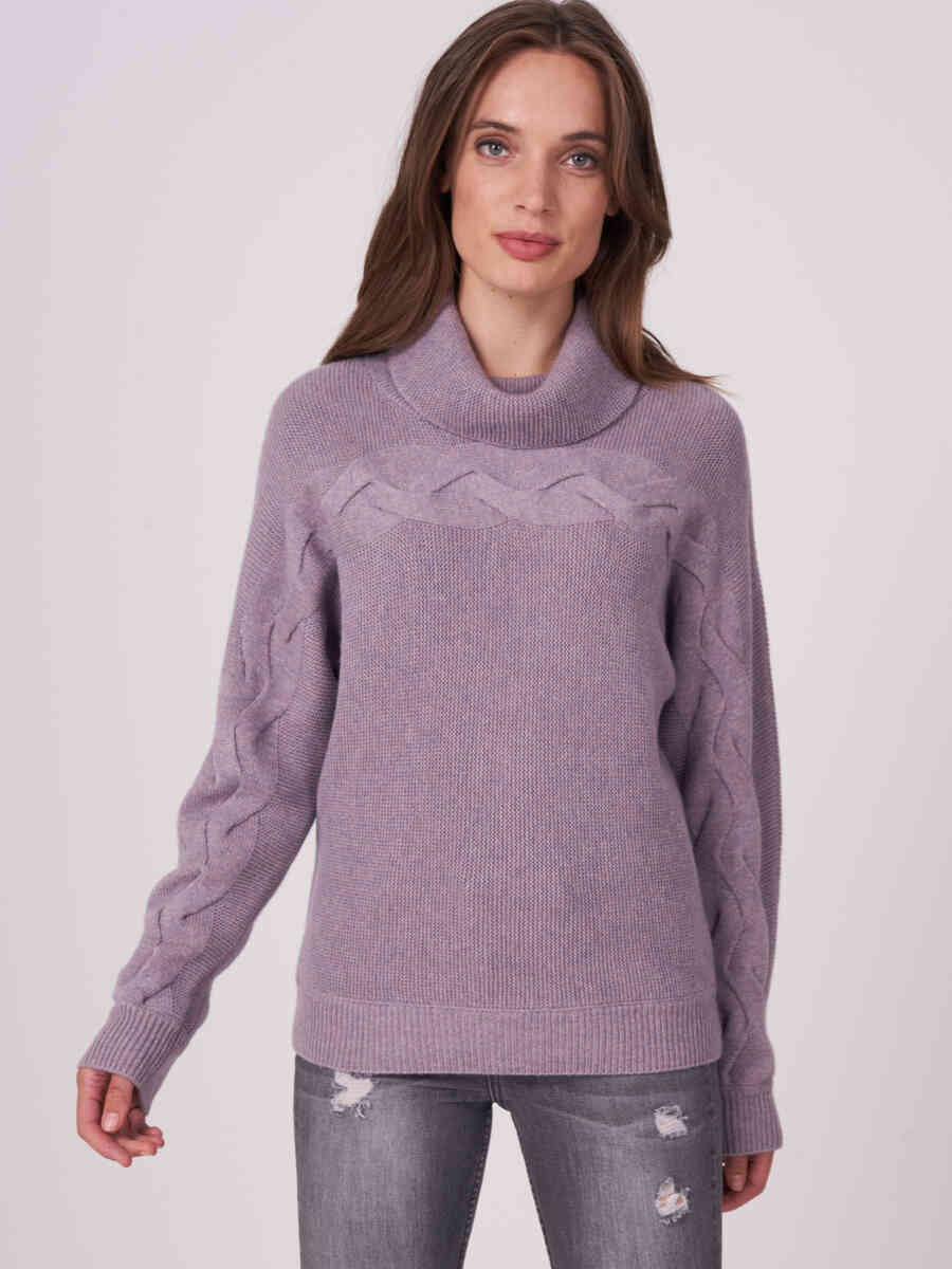 Knitted pullover with horizontal cable knit detail image number 0