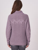 Knitted pullover with horizontal cable knit detail image number 1