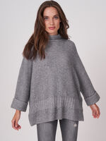 Poncho pullover with stand collar and turn-up cuff image number 4