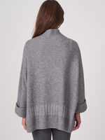 Poncho pullover with stand collar and turn-up cuff image number 5