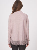 Knitted pullover with rounded fringed hem image number 1