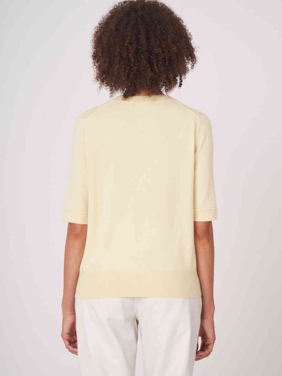 Organic cashmere silk blend short sleeve sweater image number 1