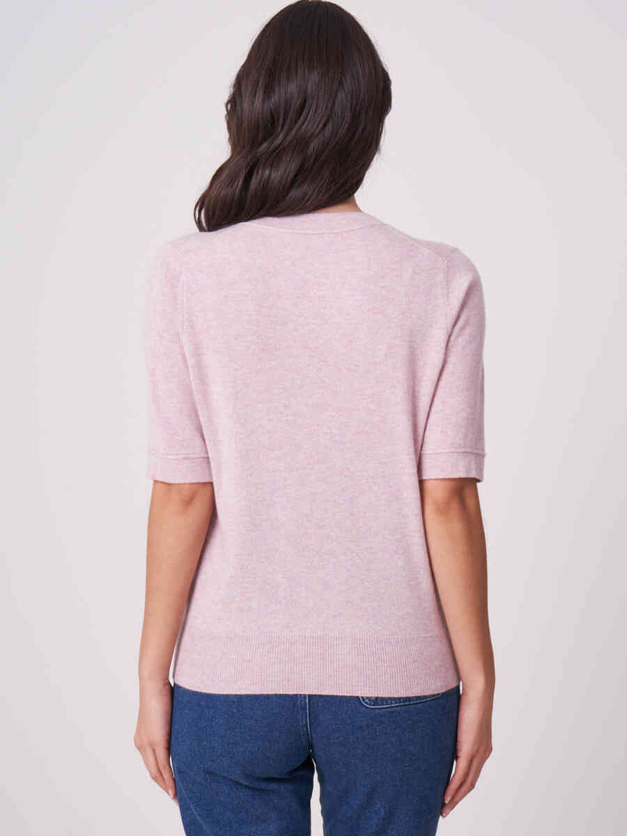Organic cashmere silk blend short sleeve sweater image number 1