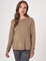 Basic round neck sweater with back slit image number 0