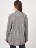 3/4 sleeve open cardigan with shawl collar image number 1