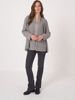 3/4 sleeve open cardigan with shawl collar image number 5