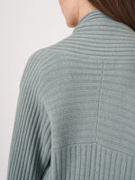 3/4 sleeve open cardigan with shawl collar image number 4