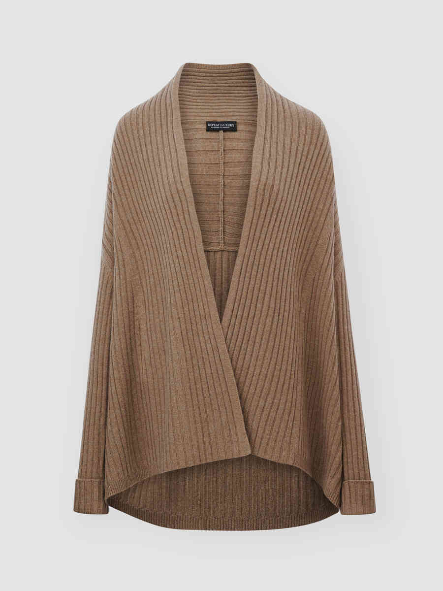 3/4 sleeve open cardigan with shawl collar image number 1