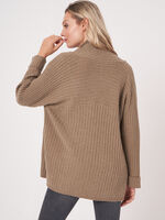 3/4 sleeve open cardigan with shawl collar image number 2