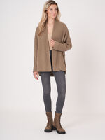 3/4 sleeve open cardigan with shawl collar image number 6