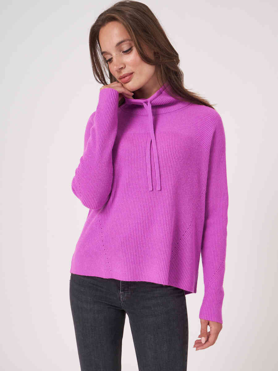 A-line knitted pullover with stand-up collar image number 0