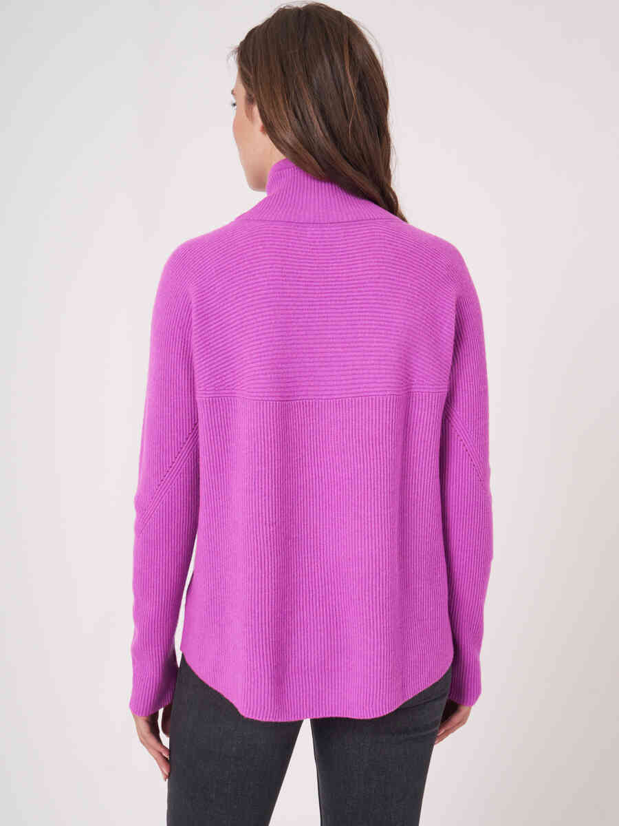 A-line knitted pullover with stand-up collar image number 1