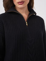 Italian wool half zip rib knit sweater image number 6