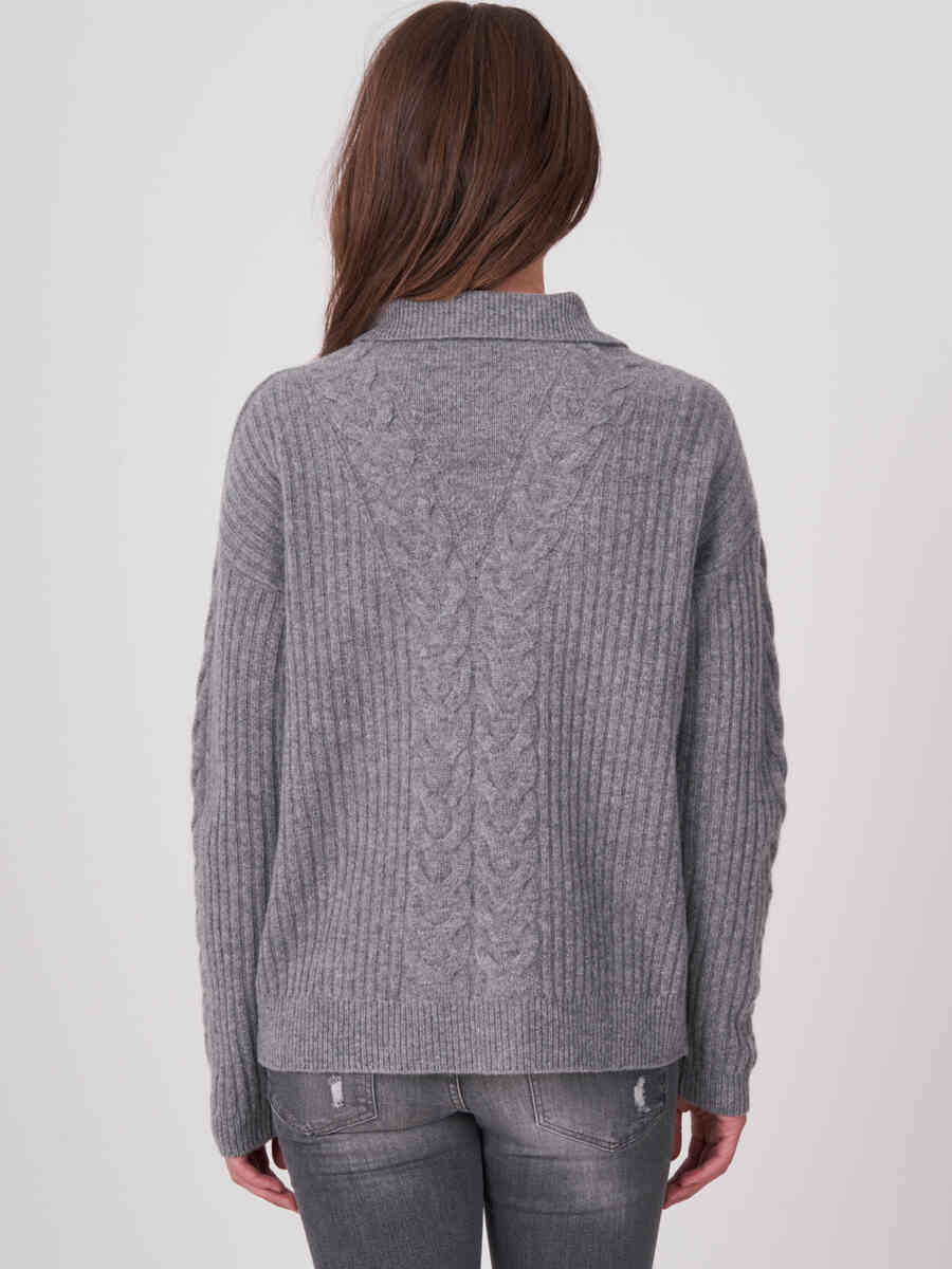 Italian wool half zip rib knit sweater image number 9