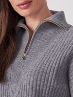 Italian wool half zip rib knit sweater image number 10