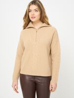 Italian wool half zip rib knit sweater image number 16
