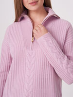 Italian wool half zip rib knit sweater image number 22