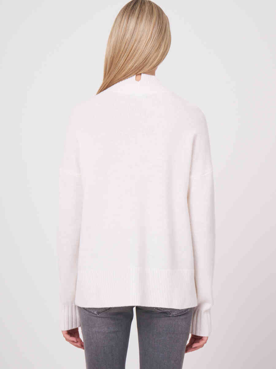 Pullover with stand collar and front slits image number 1