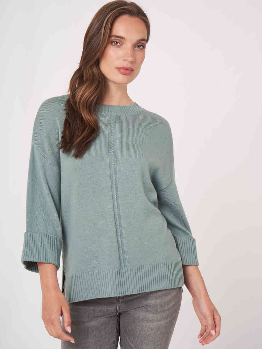 3/4 sleeves merino wool sweater