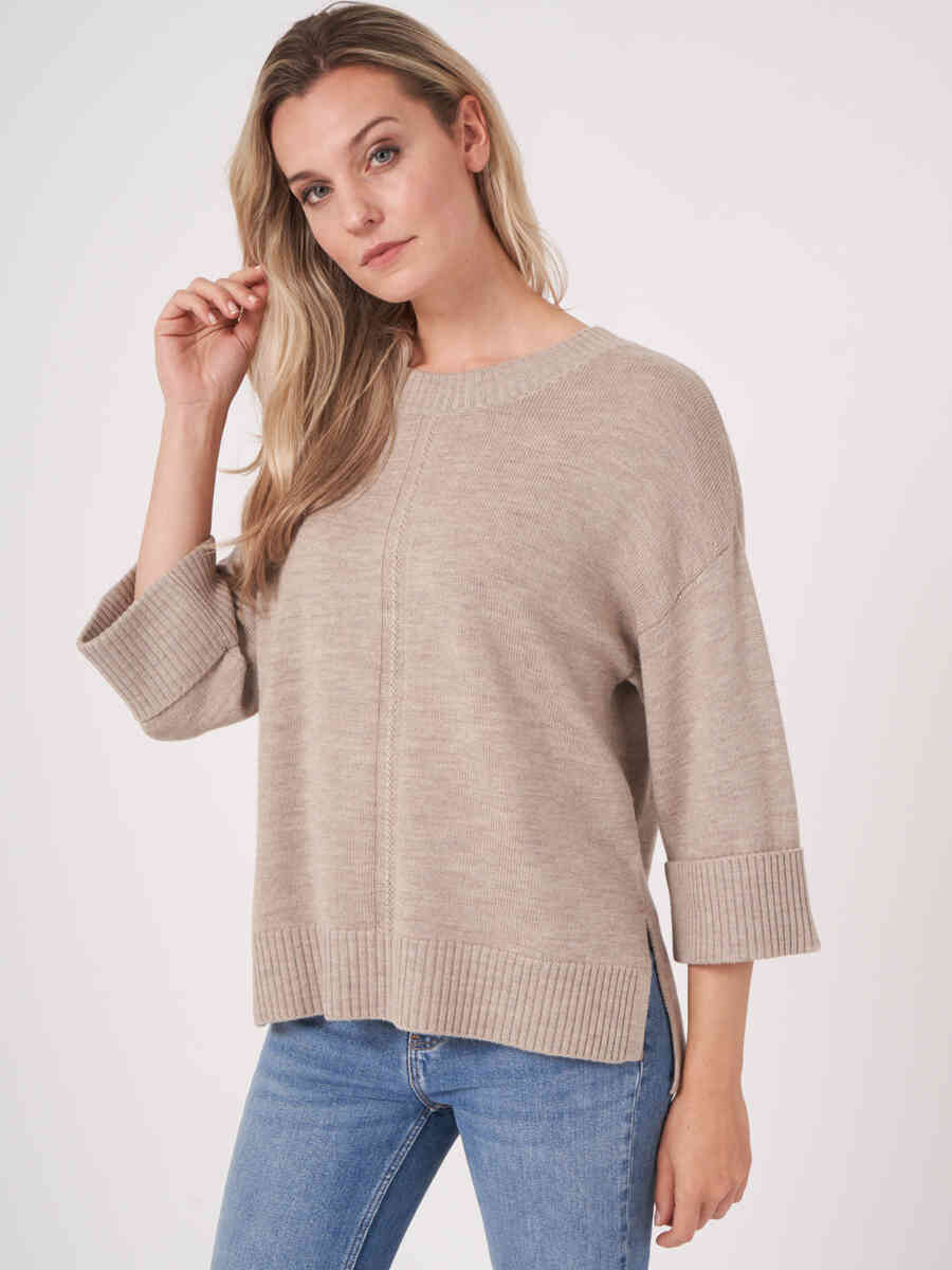 3/4 sleeves merino wool sweater