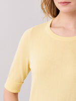 Basic short-sleeved cotton blend sweater image number 1