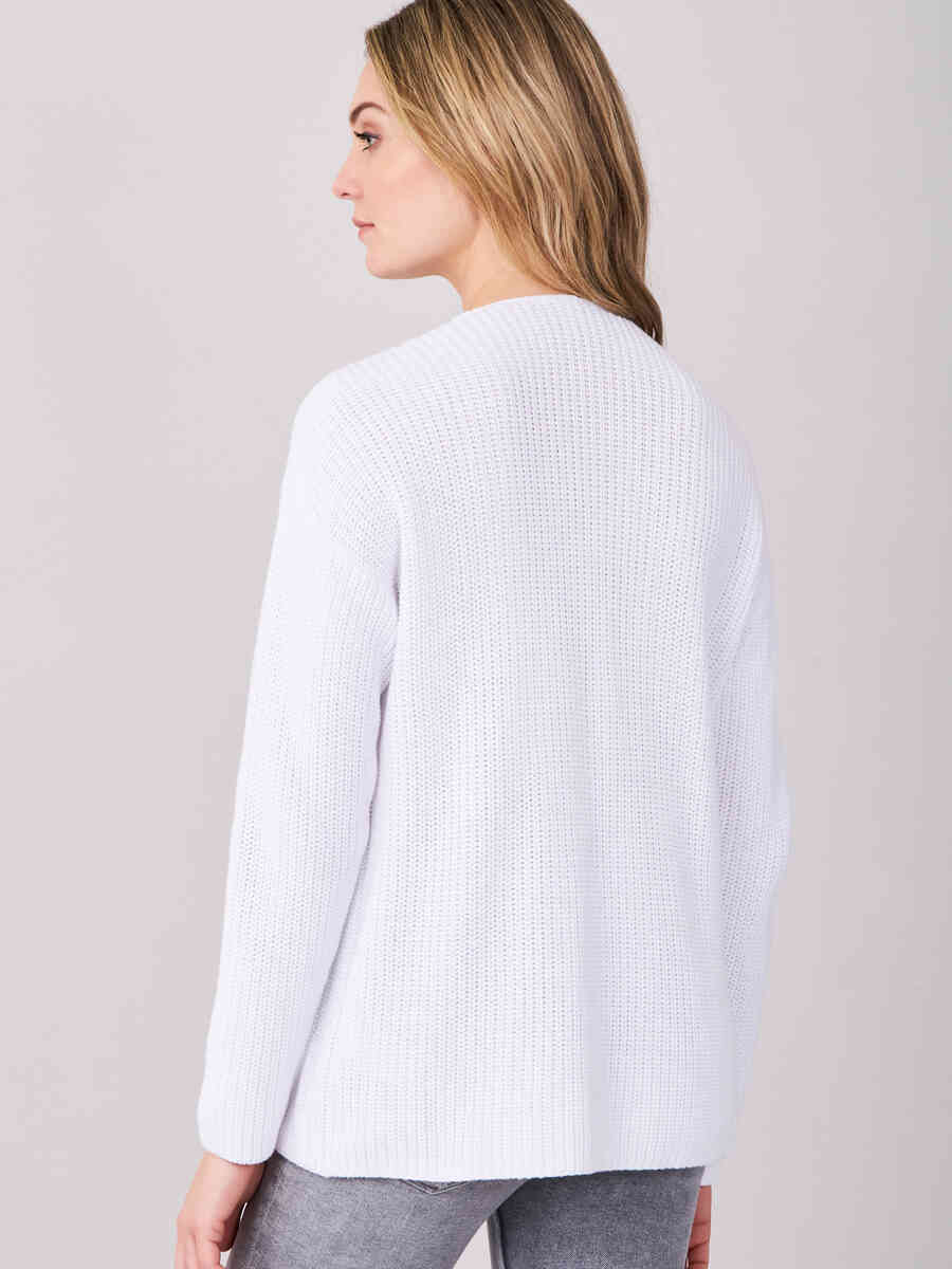 Chunky rib knit V-neck sweater image number 1
