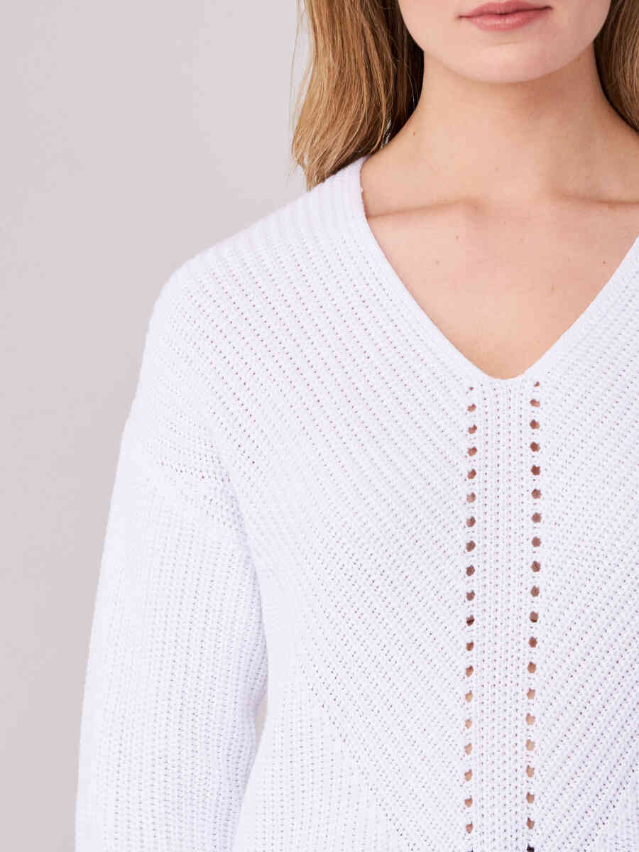 Chunky rib knit V-neck sweater image number 2
