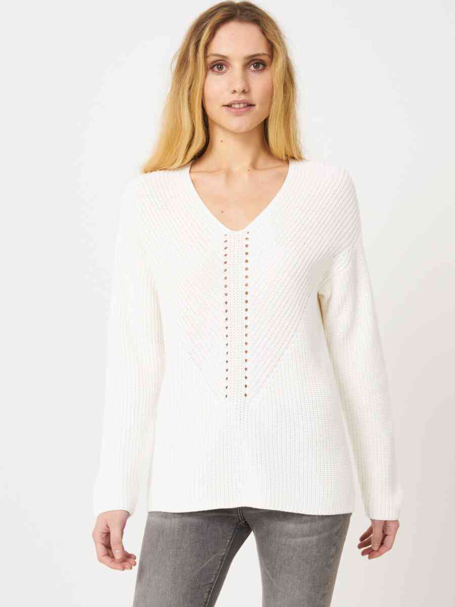 Chunky rib knit V-neck sweater image number 4