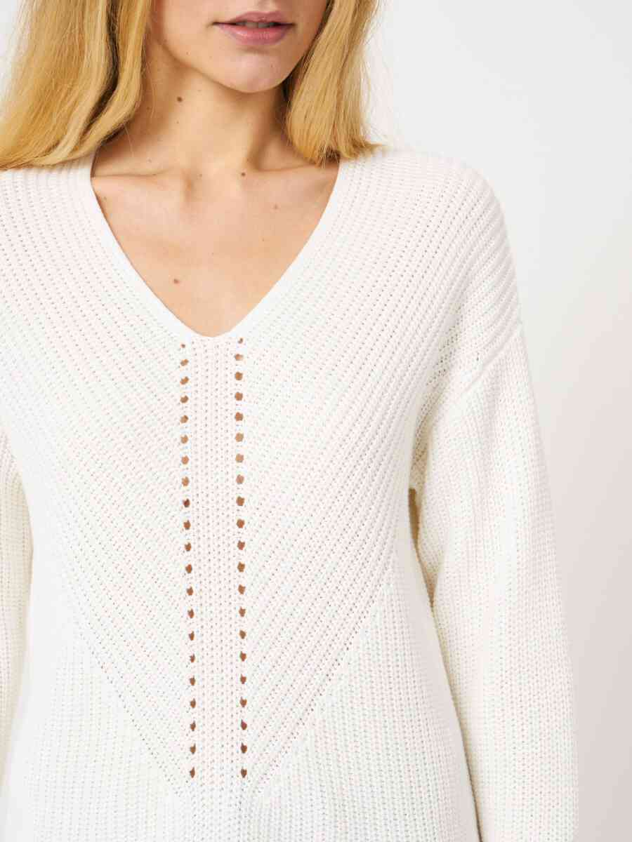 Chunky rib knit V-neck sweater image number 6