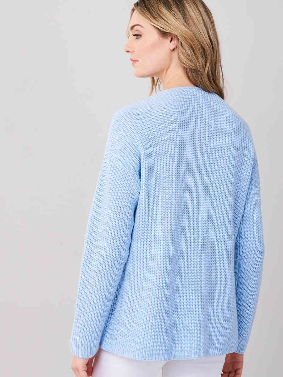 Chunky rib knit V-neck sweater image number 17