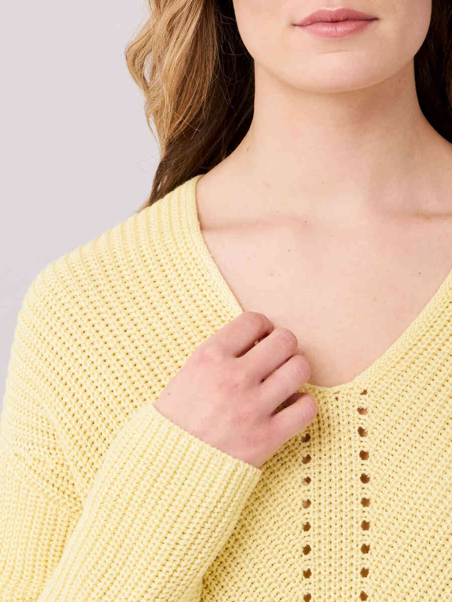Chunky rib knit V-neck sweater image number 22
