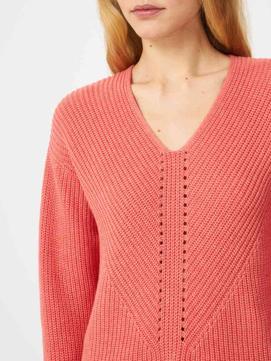 Chunky rib knit V-neck sweater image number 26