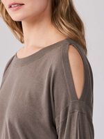 Sweater with cut out shoulder in bamboo cashmere blend image number 2