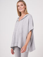 Hooded cotton blend poncho image number 0