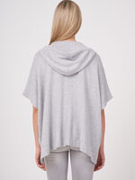 Hooded cotton blend poncho image number 1