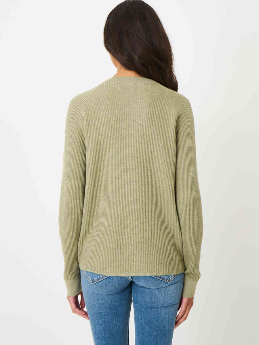 Oversized cashmere blend cardigan in fancy rib knit image number 1