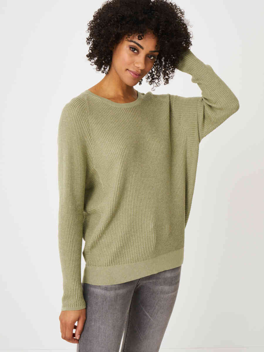 Oversized cashmere blend sweater in fancy rib knit