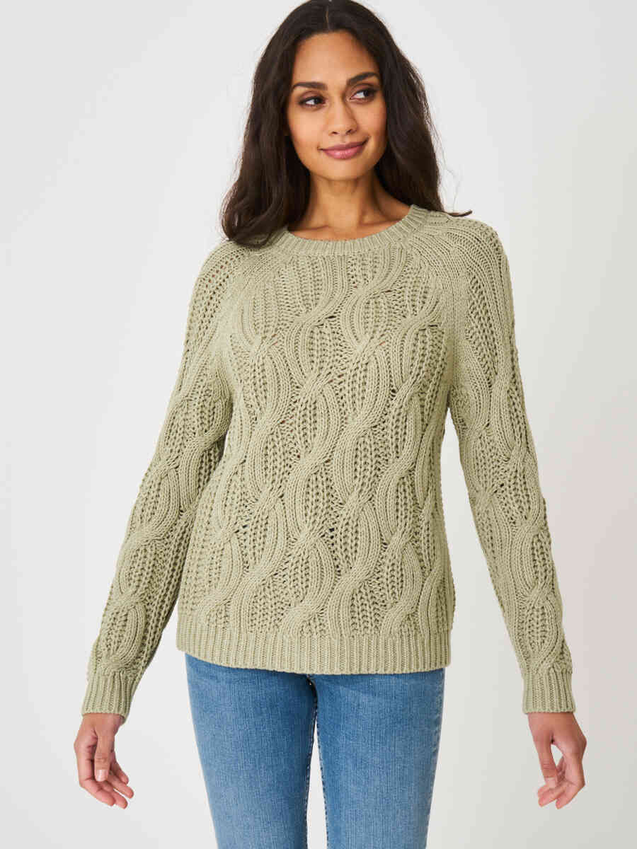Chunky knit sweater with cable pattern
