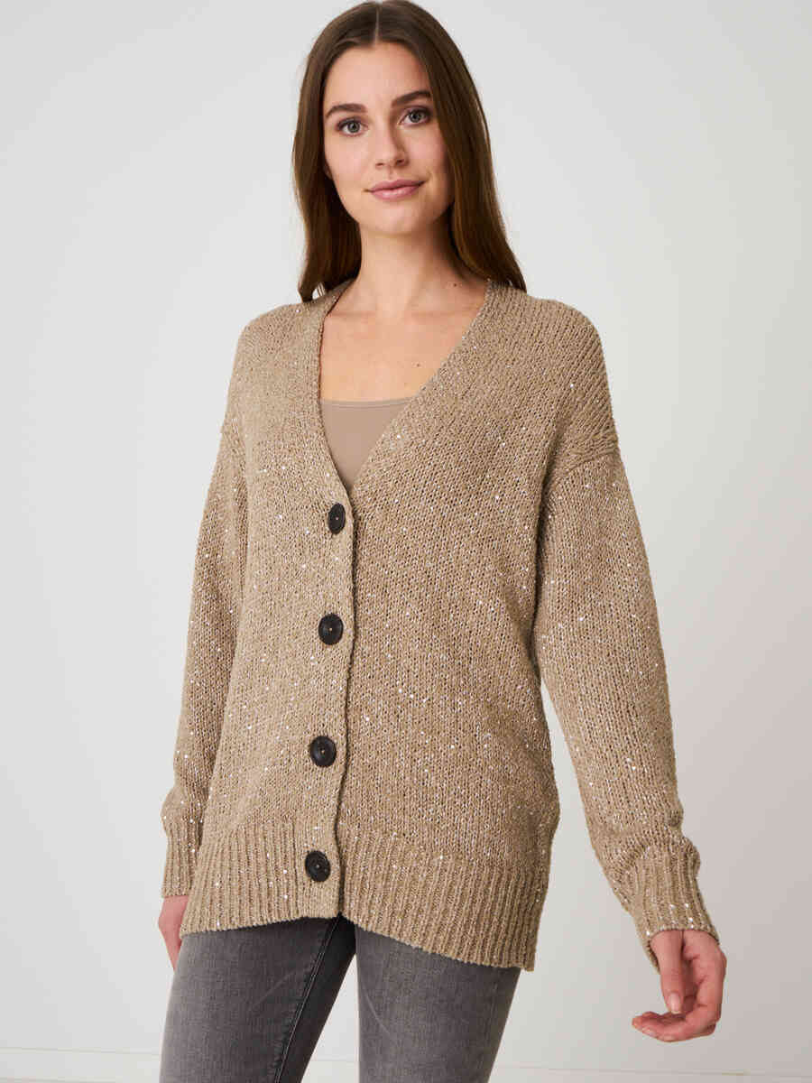Italian cotton blend cardigan with sequins