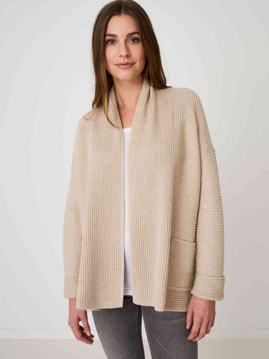 Pure cotton cardigan with shawl collar and front pockets image number 4