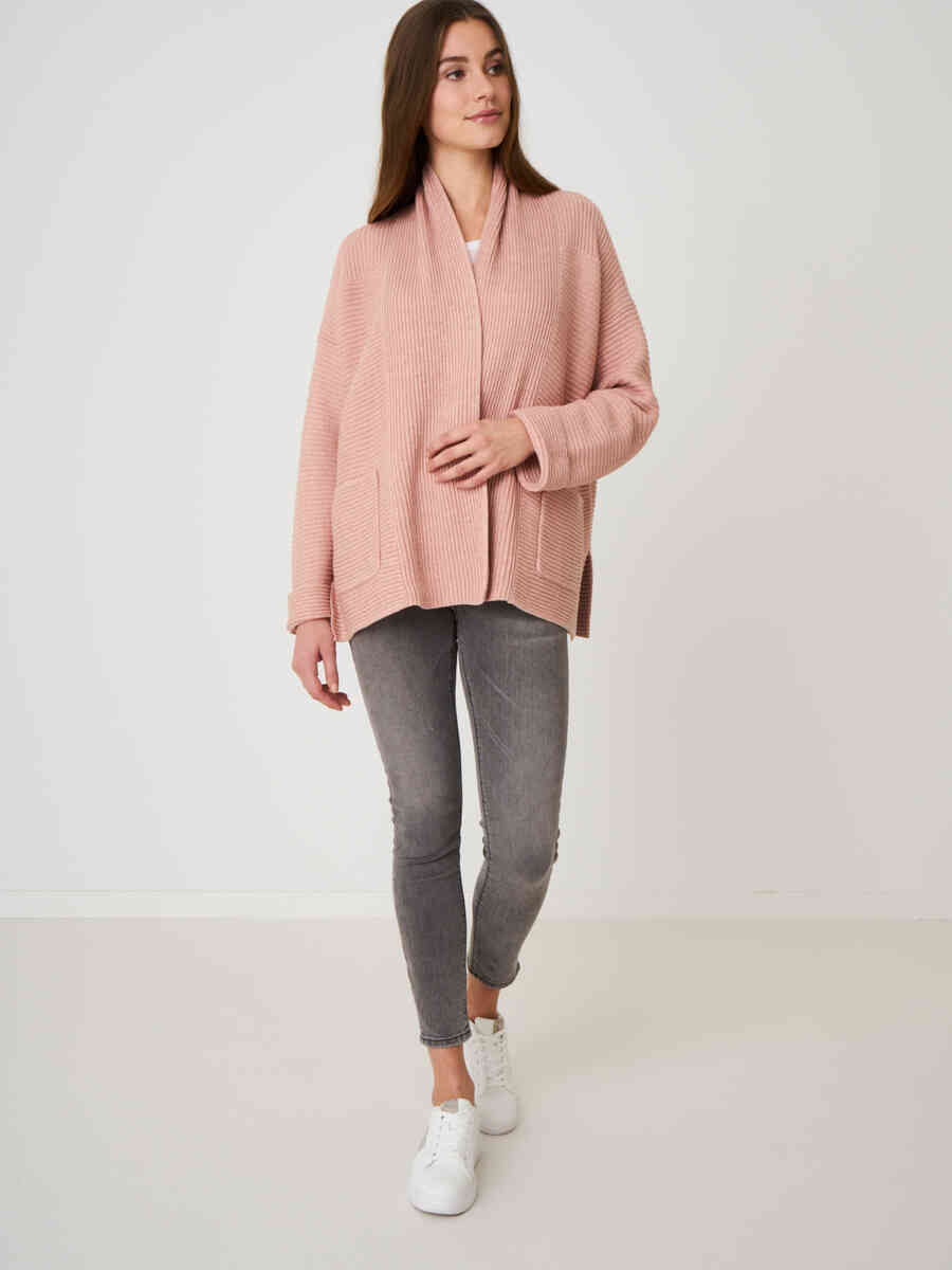 Pure cotton cardigan with shawl collar and front pockets image number 15