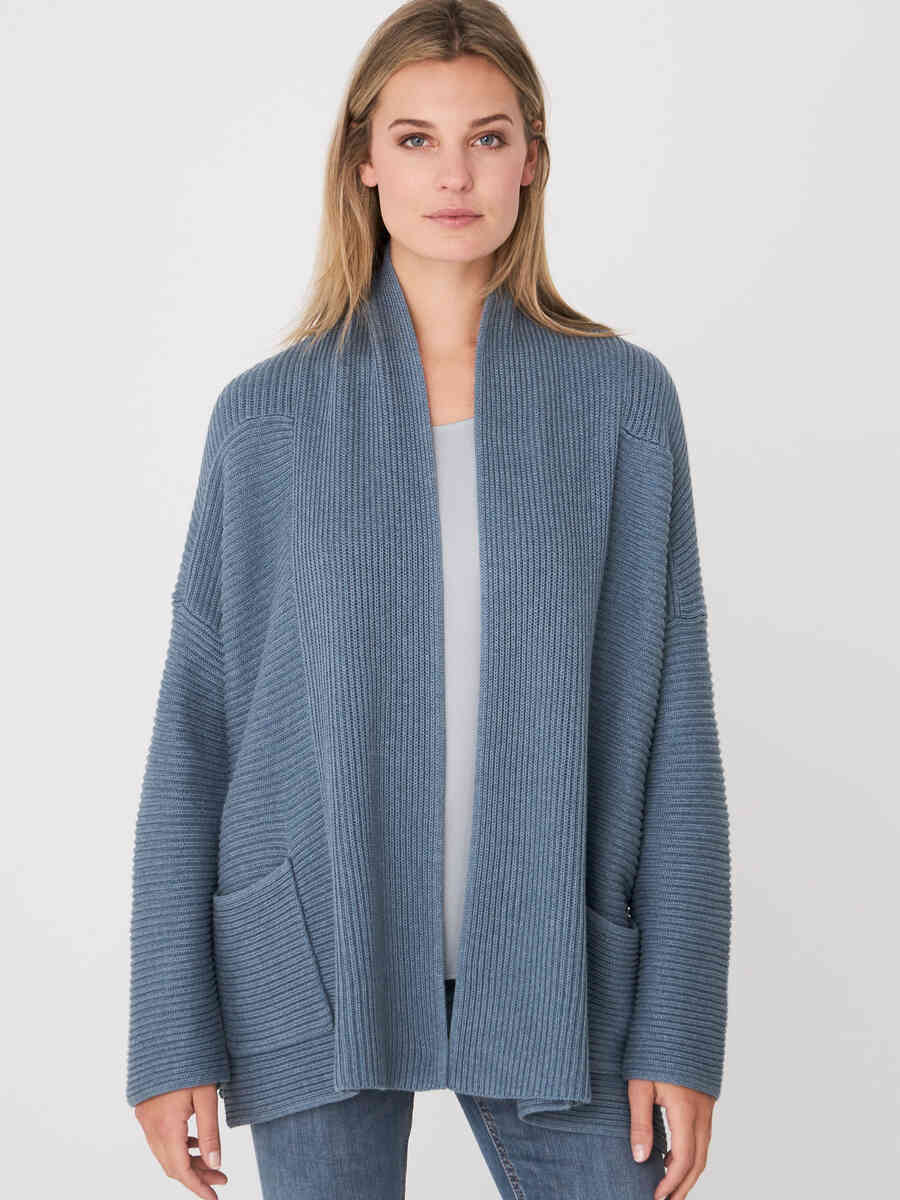 Pure cotton cardigan with shawl collar and front pockets image number 17